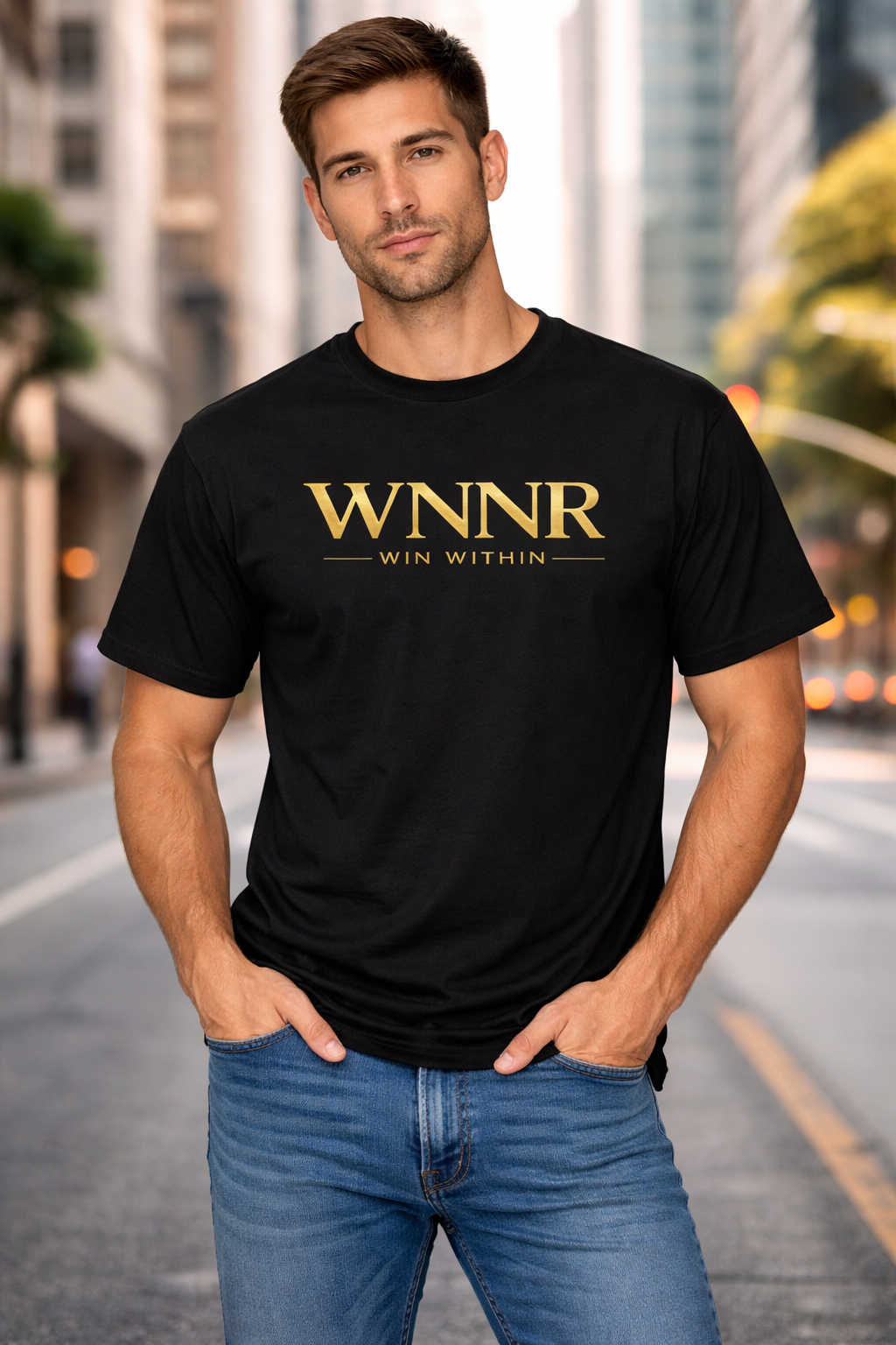 WNNR “Win Within” Premium Black T-Shirt – Luxury Gold Motivational Streetwear Tee